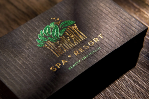 black blind debossed business cards for resorts